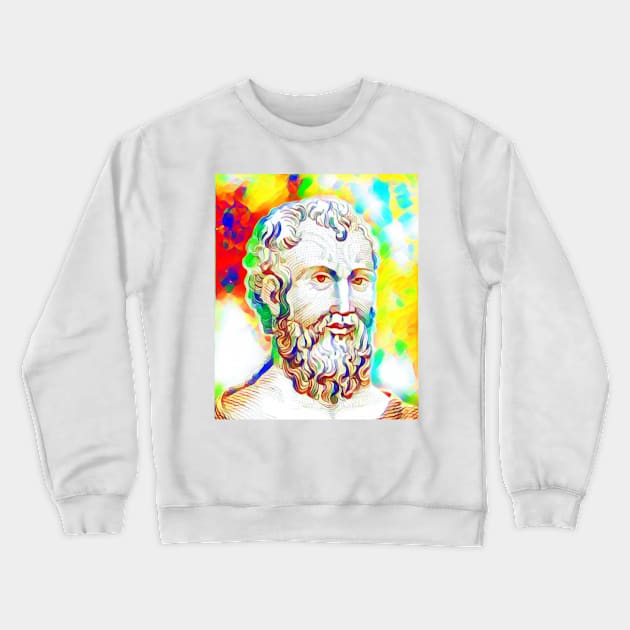 Zeno of Citium Colourful Portrait | Zeno of Citium Artwork 10 Crewneck Sweatshirt by JustLit